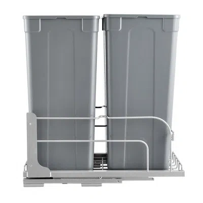 Vevor Double Pullout Waste Container Kitchen Trash Can With Soft Close Grey In Gray