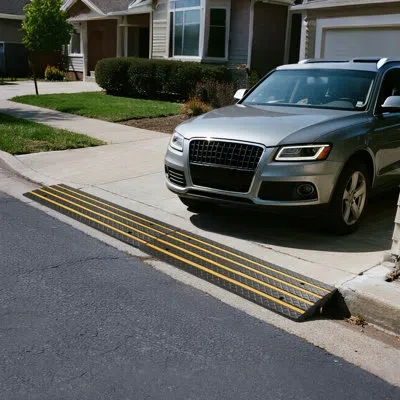 Vevor Driveway Rubber Curb Ramp 33000 Lbs 2.6 In Rise Threshold Ramp In Black;yellow