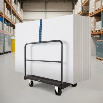 Vevor Drywall Cart Dolly 1800 Lbs 2-in-1 Steel Panel Truck Cart With 3 Handrails In Black