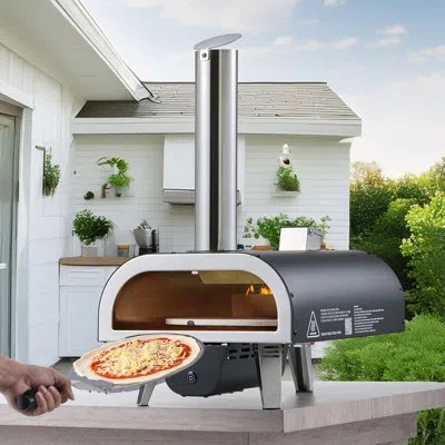 Vevor Dual Fuel Pizza Oven Outdoor, 12 In Wood Fire & Propane Gas Pizza Oven, Pellet & Propane Pizza-maker In Black (spray)