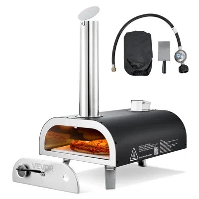 Vevor Dual Fuel Pizza Oven Outdoor, 12 In Wood Fire & Propane Gas Pizza Oven, Portable Pellet & Propane Pi In Black (spray)