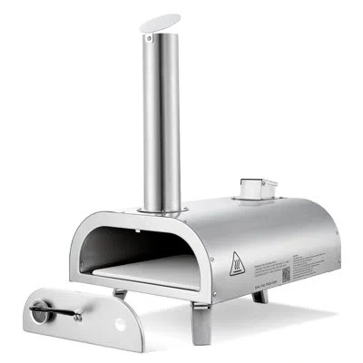 Vevor Dual Fuel Pizza Oven Outdoor, 12 Inch Wood Fire & Propane Gas Pizza Oven, Pellet & Propane Pizza-mak In Silver