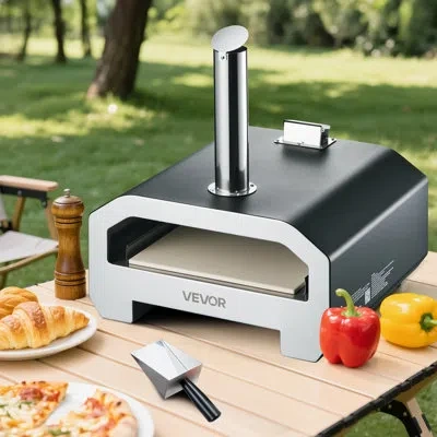 Vevor Dual Fuel Pizza Oven Outdoor, 16 In Wood Fire & Propane Gas Pizza Oven, Portable Pellet & Propane Pi In Black (spray)