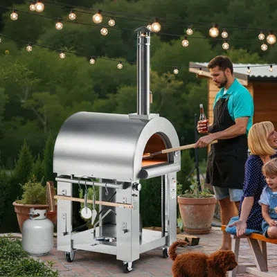 Vevor Dual Fuel Pizza Oven Outdoor, Portable Pizza Oven, Pellet & Gas Powered Outdoor Pizza-maker With Thi In Black (spray)
