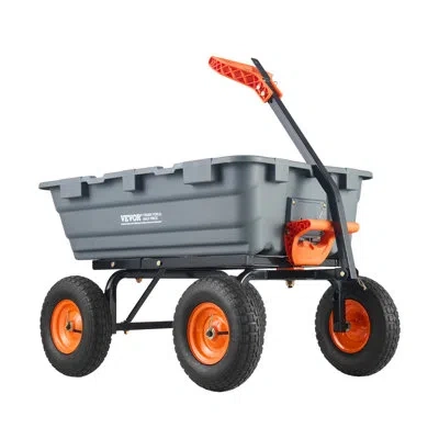 Vevor Dump Cart, Poly Garden Dump Cart With Easy To Assemble Steel Frame Dump Wagon In Black;gray