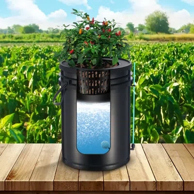 Vevor Dwc Hydroponics Grow System Deep Water Culture With Top Drip 2 Buckets In Black