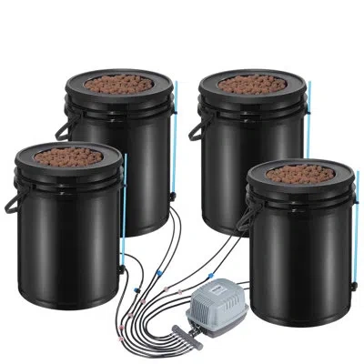 Vevor Dwc Hydroponics Grow System Deep Water Culture With Top Drip 4 Buckets In Black