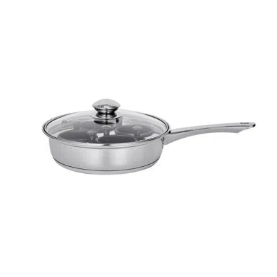 Vevor Egg Poacher Pan, 4-cup Poached Egg Maker, Featuring 4 Nonsitck Detachable Large Cups, Stainless Stee In Silver