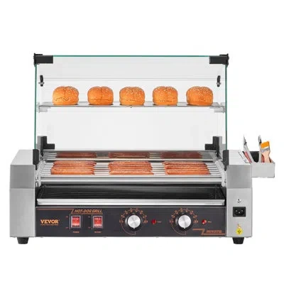 Vevor Electric 18 Hot Dog 7 Roller Commercial Grill Cooker Machine Cover 1050w