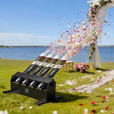 Vevor Electric Confetti Cannon Machine, High Output 4-shot Confetti Launcher, Dmx512, Manual & Remote Cont In Black