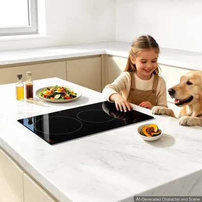Vevor Electric Cooktop 12inch 2 Burners Portable Stove Top 1800w 120v, Ceramic Countertop/built-in Radiant In Black