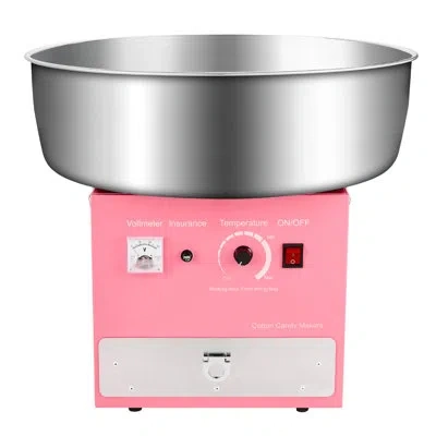 Vevor Electric Cotton Candy Machine, 1000w Commercial Candy Floss Maker With 20.5 In Stainless Steel Bowl, In Pink