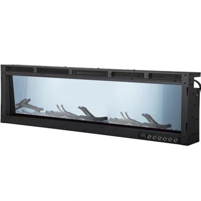 Vevor Electric Fireplace Linear With Voice Control Electric Fireplace In Black