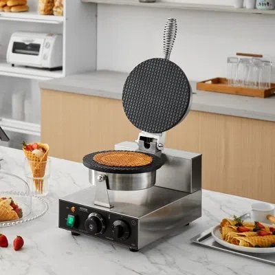 Vevor Electric Ice Cream Cone Maker Commercial Waffle Cone Egg Roll 1230w In Silver