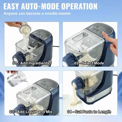 Vevor Electric Pasta Maker, 150w Automatic Noodle Maker Machine With 8 Pasta Shapes, 4 Intelligent Modes,  In Black