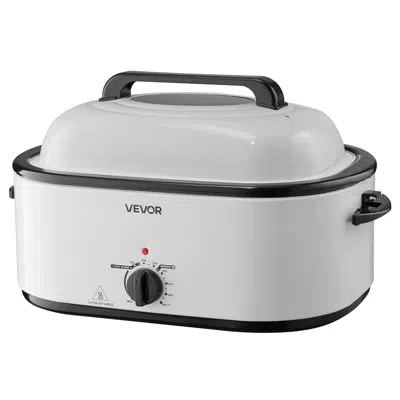 Vevor Electric Roaster Oven 26qt Electric Roasting Pan With Self-basting Lid In White;black