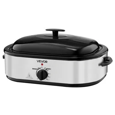 Vevor Electric Roaster Oven Electric Roasting Pan With 3 Bin Buffet Server In Silver;black