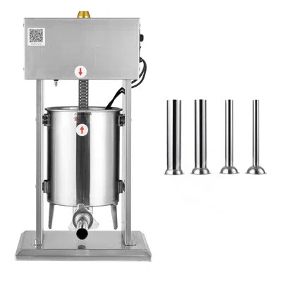 Vevor Electric Sausage Stuffer, 22 Lbs / 10 L Vertical Meat Stuffer, Stainless Steel Heavy-duty Sausage Fi In Silver