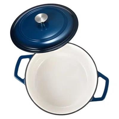 Vevor Enameled Cast Iron Dutch Oven, 6 Quart Pot With Lid And Dual Handles, Oven Induction Compatible Up T In Blue
