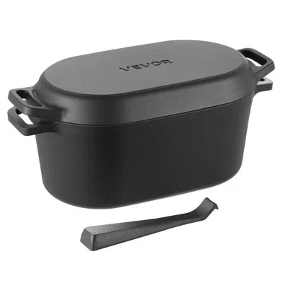 Vevor Enameled Cast Iron Dutch Oven Heavy-duty Cookware With Lid Handles 3.5 Qt Black