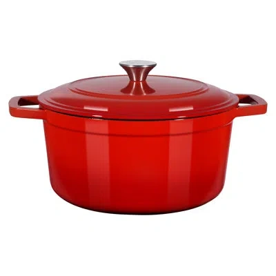 Vevor Enameled Cast Iron Dutch Oven Heavy-duty Cookware With Lid Handles 6 Qt In Red