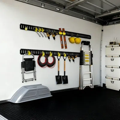 Vevor E-track Tie-down Rail Kit, 7.7 Ft E Track Rails, Includes 2 Ratchet Straps & 8 O-rings & 8 Tie-offs  In Matte Black