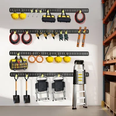 Vevor E-track Tie-down Rail Kit,(5ft+4ft+2ft+1ft) E Track Rails, Includes 2 Ratchet Straps & 8 O-rings & 8 In Matte Black