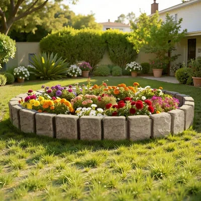 Vevor Fake Stone Landscape Edging 47.2 X 9 In Lawn Edging Border Fade-resistant No Dig In Beige