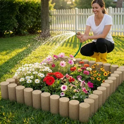 Vevor Faux Wood Landscape Edging, 13.7 Ft Kit, No Dig Garden Edging Border, Blocks For Lawn, Flower Beds,  In Multi