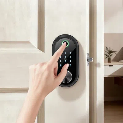 Vevor Fingerprint Door Lock, Electronic Biometric Deadbolt With Touchscreen, Auto Locking, One-time Code,  In Matte Black