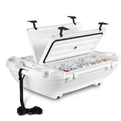 Vevor Floating Cooler, 40 Qt Floating Ice Chest With Dry Storage & Tow Rope, Lldpe Amphibious Drink Cooler In White