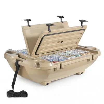 Vevor Floating Cooler, 40 Qt Floating Ice Chest With Dry Storage & Tow Rope, Premium Lldpe Amphibious Drin In Apricot