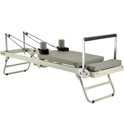 Vevor Foldable Pilates Reformer Pilates Machine Home Gym Equipment With Resistance In Gray