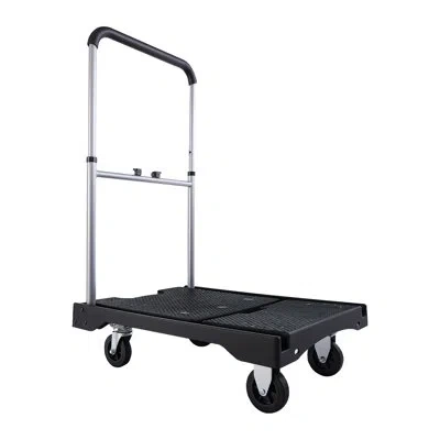Vevor Foldable Push Cart Dolly, 330 Lbs Capacity, Folding Platform Truck With Swivel Wheels, Moving Platfo In Black