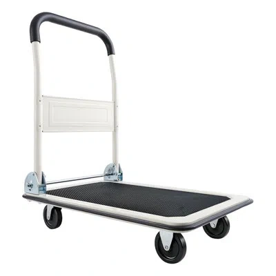 Vevor Foldable Push Cart Dolly, 330 Lbs Load Capacity, Folding Platform Truck With Swivel Wheels, Moving P In Black;white