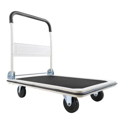 Vevor Foldable Push Cart Dolly, 660 Lbs Load Capacity, Folding Platform Truck With Swivel Wheels, Moving P In Black;white