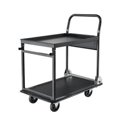 Vevor Foldable Push Cart Dolly, 700 Lbs, Heavy Duty Platform Hand Truck With Wheels, High-strength Steel,  In Black