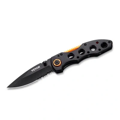 Vevor Folding Pocket Knife 3 In/7.6 Cm 7cr17mov Blade Aluminum Handle Sharp In Black