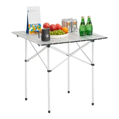 Vevor Folding Portable Camping Table Aluminum Outdoor Picnic Roll Up Table Carry Bag In Natural
