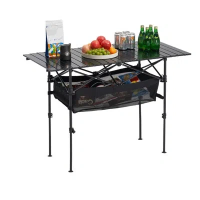 Vevor Folding Portable Camping Table Aluminum Outdoor Picnic Roll Up Table Storage Bag In Natural