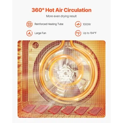 Vevor Food Dehydrator Machine, 10 Stainless Steel Trays, 1000w Electric Food Dryer With Adjustable Tempera In Gold