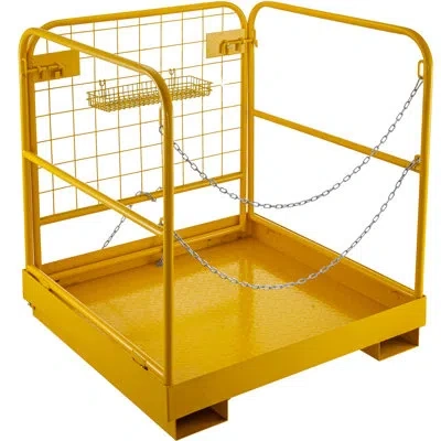 Vevor Forklift Man Basket 36"x36" For 1 Or 2 People, Forklift Safety Cage 1102 Lbs In Yellow