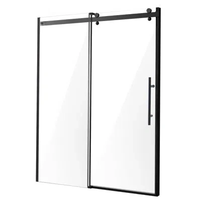 Vevor Frameless Shower Door 58-59 X 75 In Clear Tempered Glass 5/16 In Matte Black In Stainless Steel