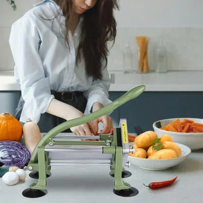 Vevor French Fry Cutter Stainless Steel Potato Vegetable Slicer Chopper W/ Blade In Green