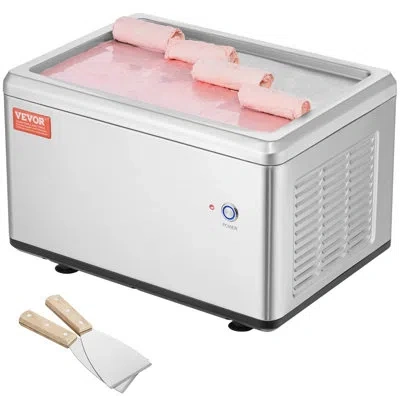 Vevor Fried Ice Cream Roll Machine, 19.3" X 14.9" Stir-fried Ice Cream Pan In White