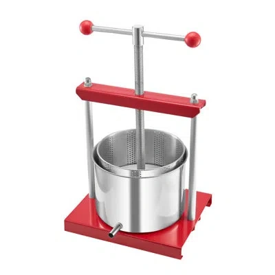 Vevor Fruit Wine Press Manual Press For Wine Making 1.6 Gal/6l Stainless Steel In Stainless Steel;red
