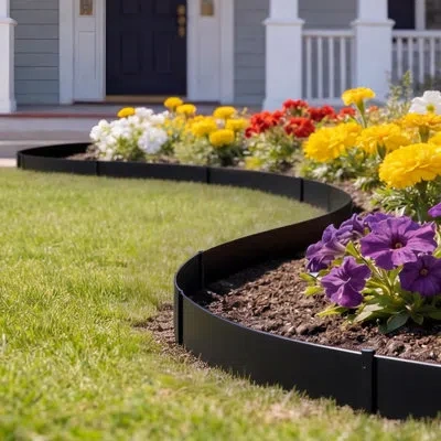 Vevor Galvanized Steel Landscape Edging, 40 X 6 Inch Metal Edging For Landscaping With 6 Mounting Clips, B In Black