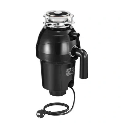 Vevor Garbage Disposal 1.25hp Continuous Food Waste Disposer 3360rpm Ez Connect Corded In Matte Black