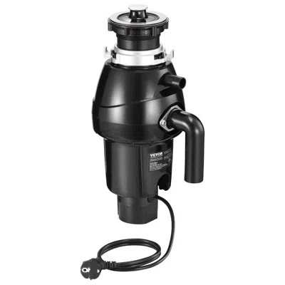 Vevor Garbage Disposal 3/4 Hp Continuous Food Waste Disposer 3250rpm Ez Connect Corded In Matte Black