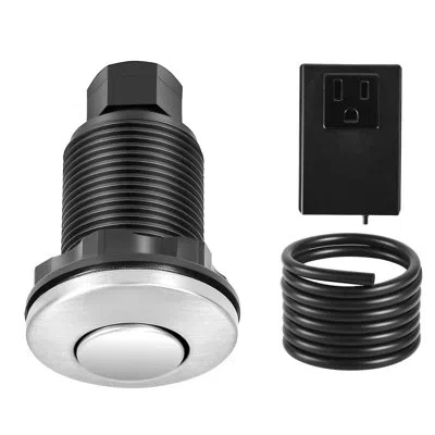 Vevor Garbage Disposal Air Switch Kit, 2.5" Sink Top Air Switch For Food Waste Disposal, Brushed Silver St In Black